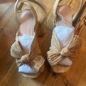 Loeffler Randall Gaby Natural pleated bow Espadrille Sandal
